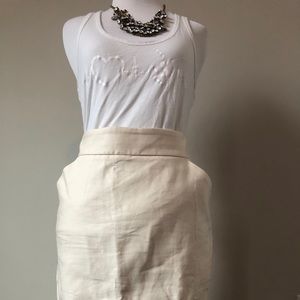 Jcrew cotton pencil skirt cream